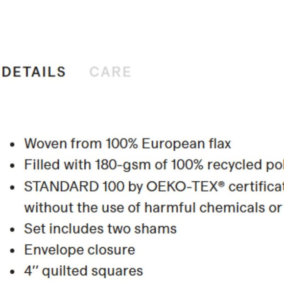 NWOT QUINCE European Linen Box Quilted Sham Set Of 2 Standard Willowleaf 5⭐ - Picture 4 of 8